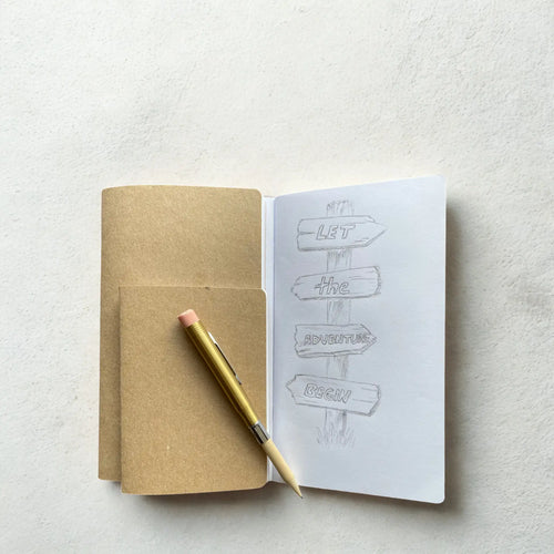 Blank paper refill for Bielinis traveler’s journal, perfect for a handmade leather journal and pocket travel notebook.